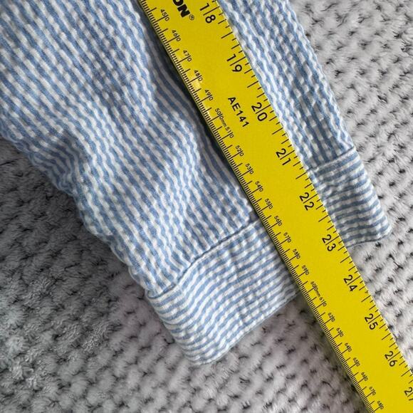 Denim &Co Jacket Womens 3X Blue White Striped Crinkle Cotton Collar Button Front - Picture 6 of 12